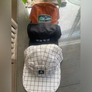3 five panel hats.